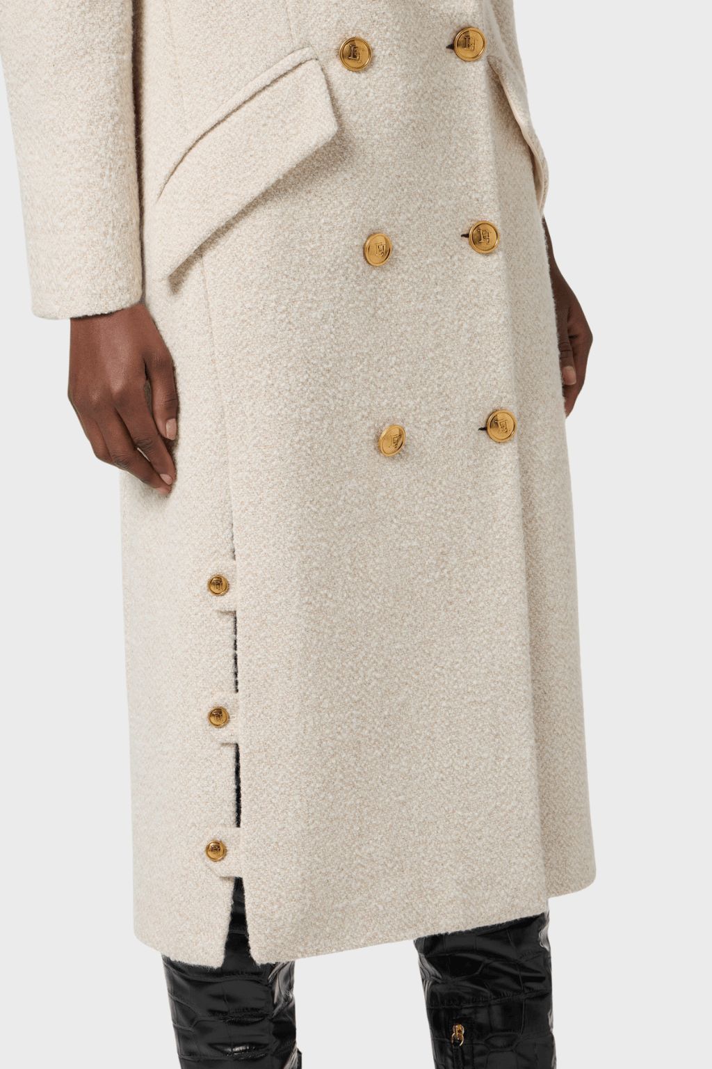Classic White Long Double Breasted Cashmere Coat