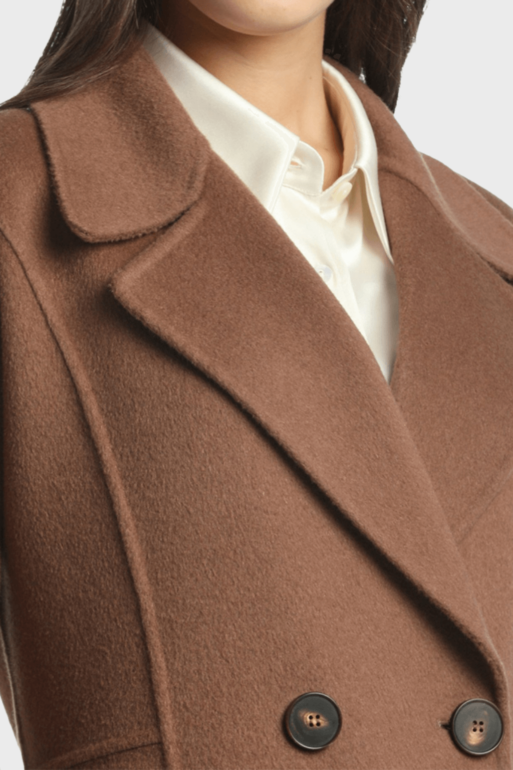 Luxury Women’s Double Breasted Brown Wool Coat