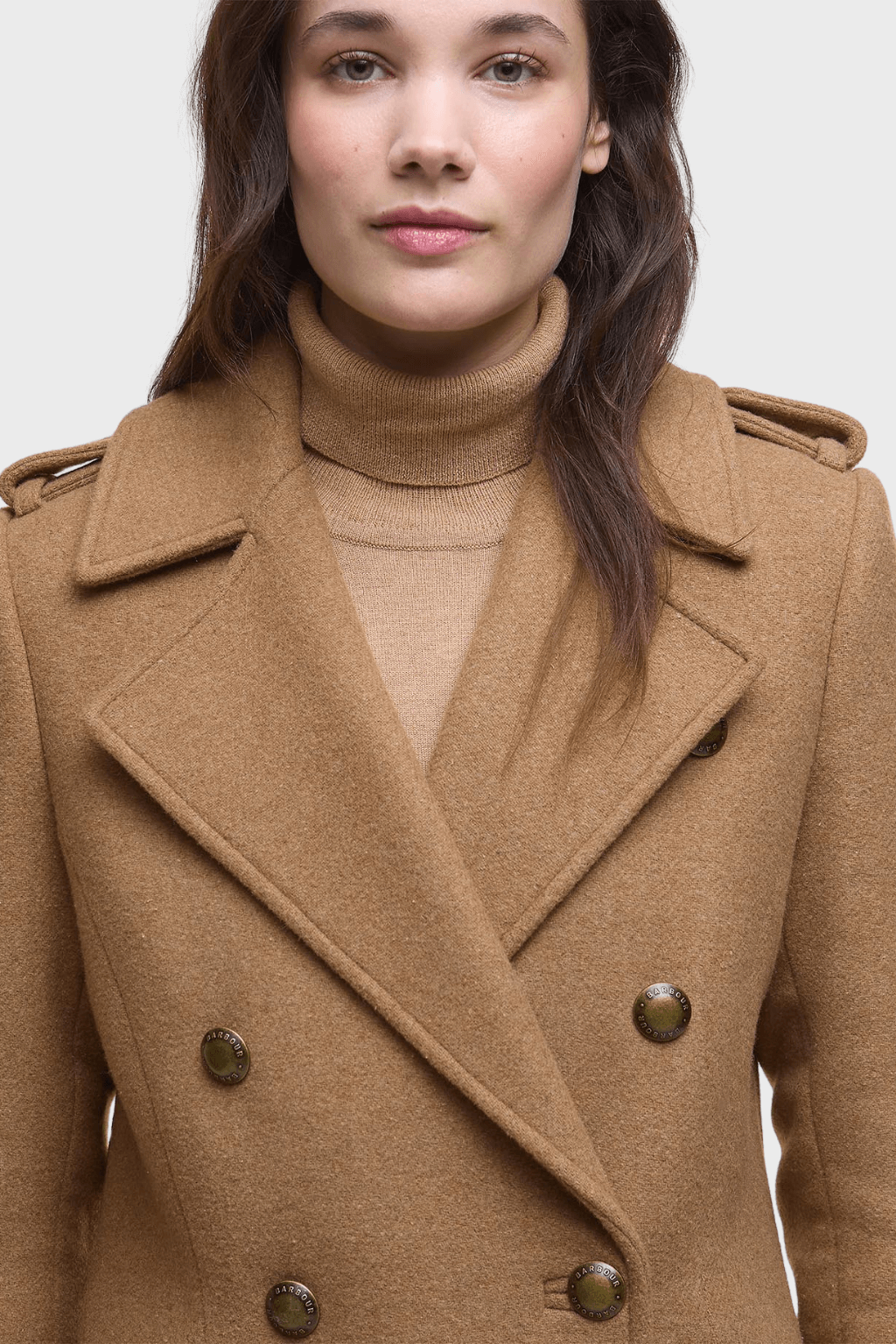 Classic Brown Wool Long Double Breasted Coat