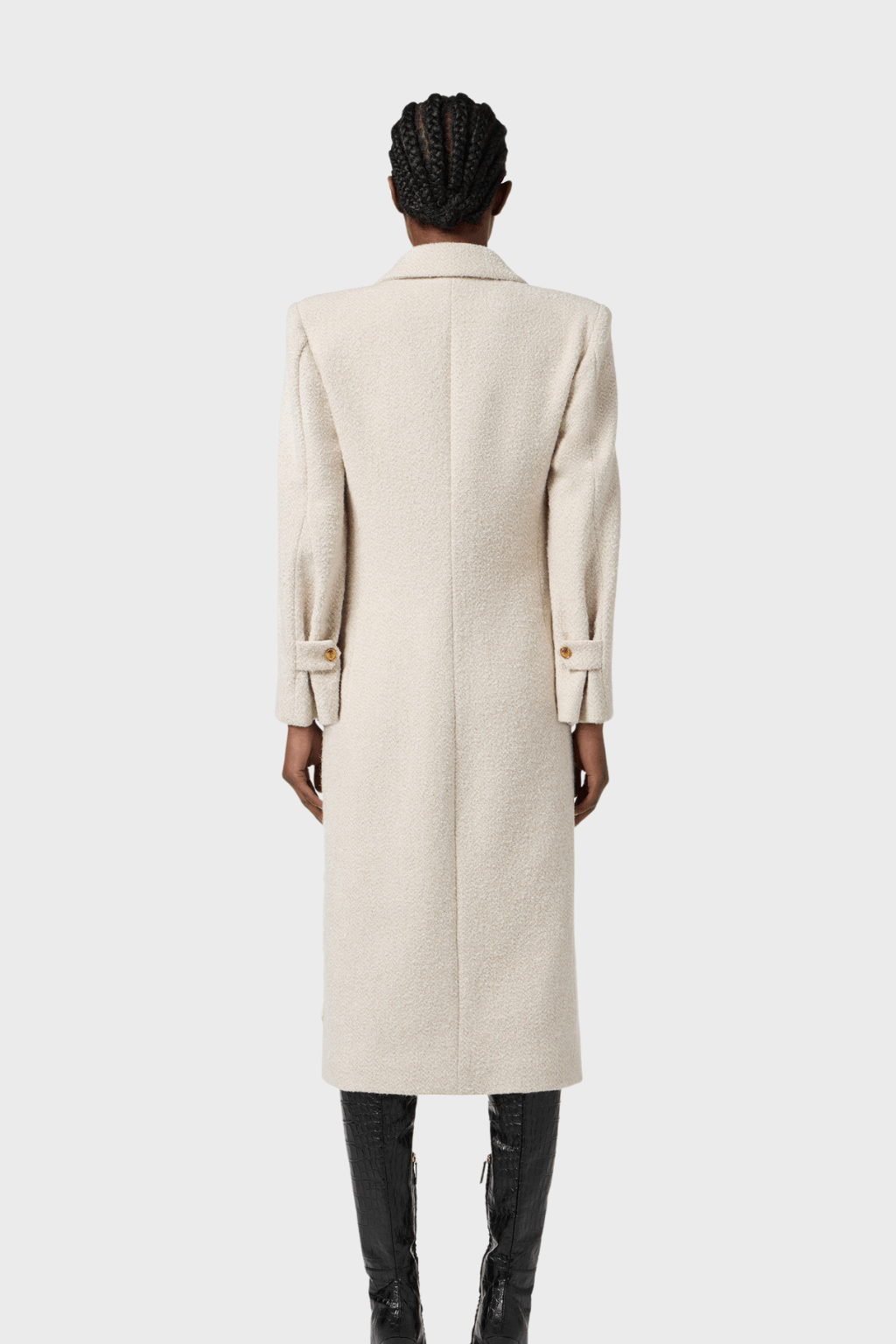 Classic White Long Double Breasted Cashmere Coat