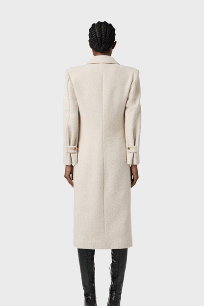 Classic White Long Double Breasted Cashmere Coat