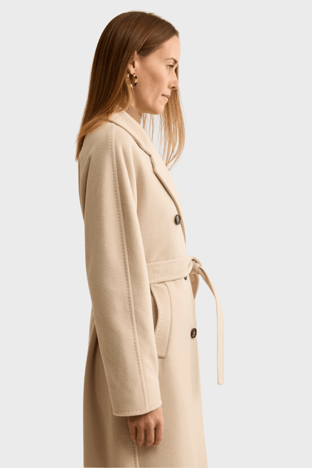 Double Breasted Beige Wool Coat