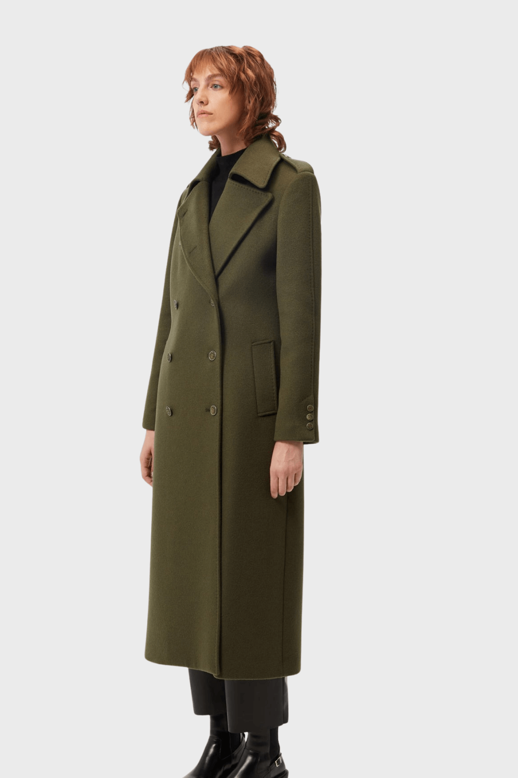 Wool Elegant Double Breasted Long Coat