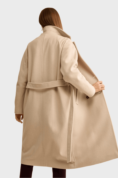 Double Breasted Beige Wool Coat