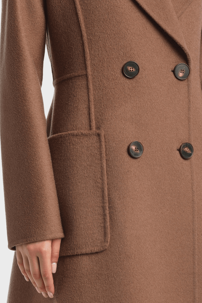 Luxury Women’s Double Breasted Brown Wool Coat