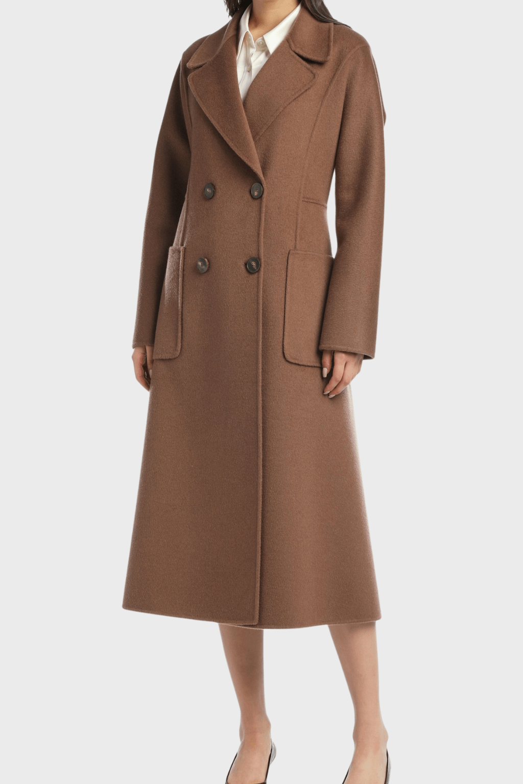 Luxury Women’s Double Breasted Brown Wool Coat