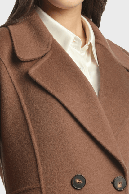 Luxury Women’s Double Breasted Brown Wool Coat