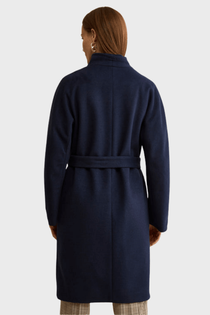 Long Lined Belted Blue Wool Coat