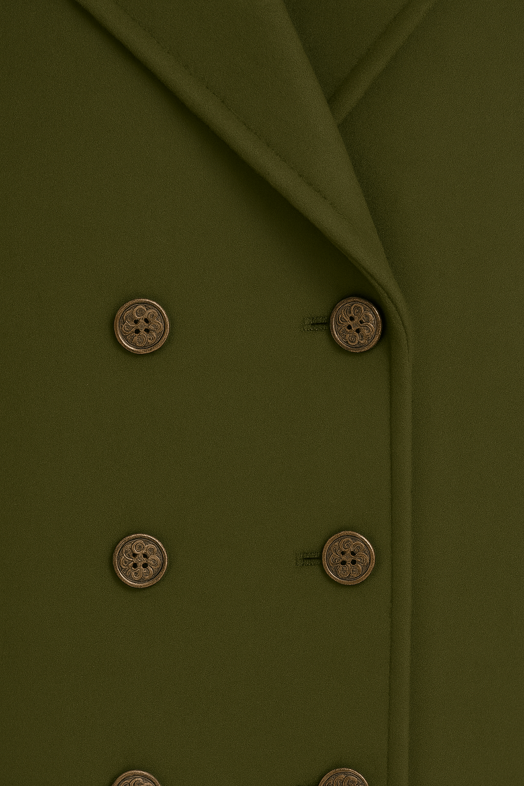 Green Wool Long Double Breasted Coat