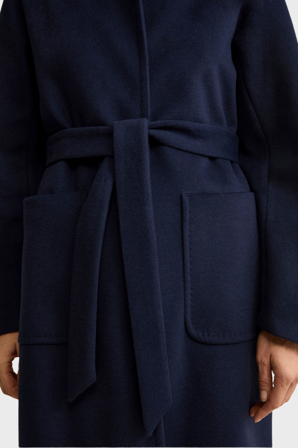 Long Lined Belted Blue Wool Coat