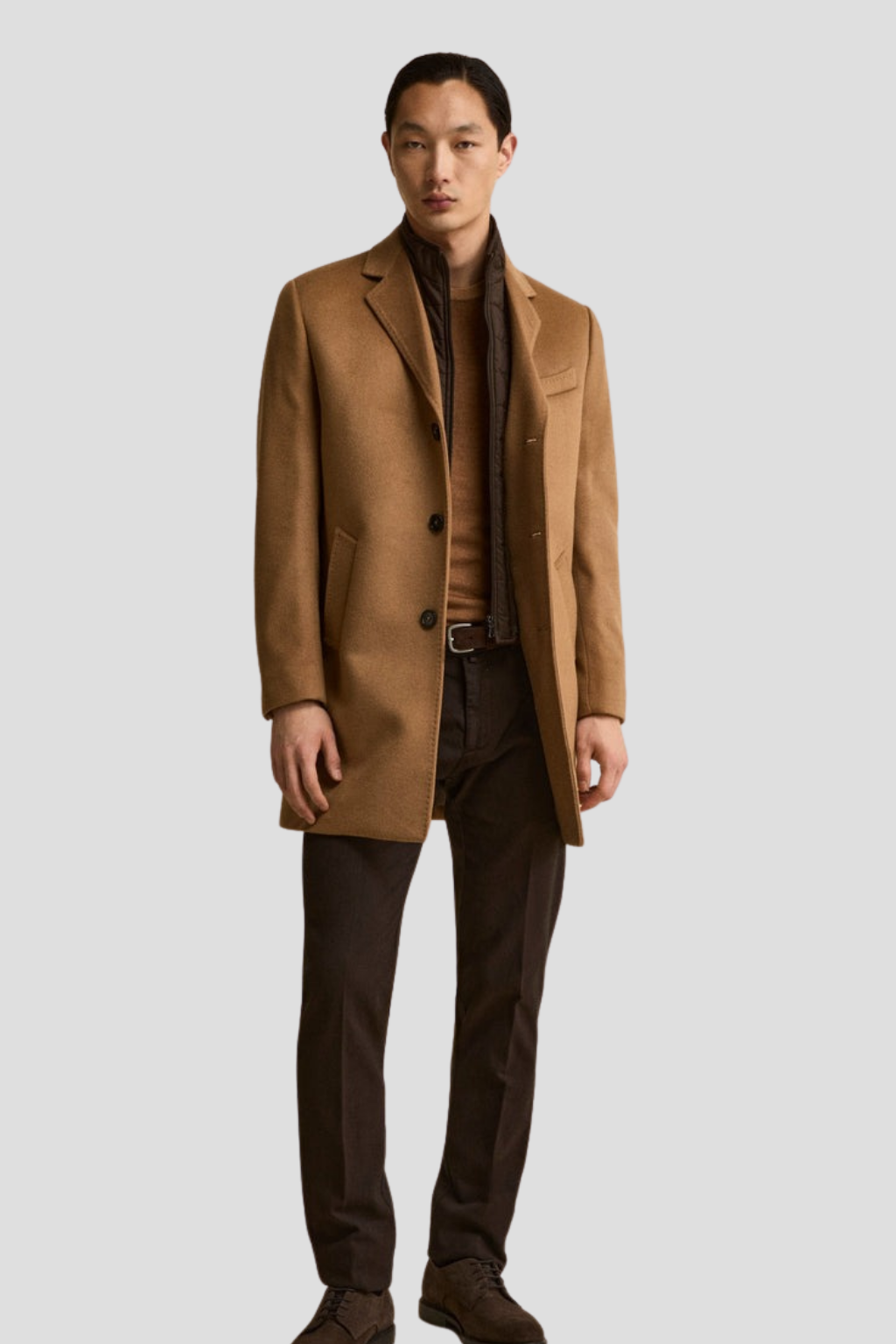 Men Light Brown wool Coat