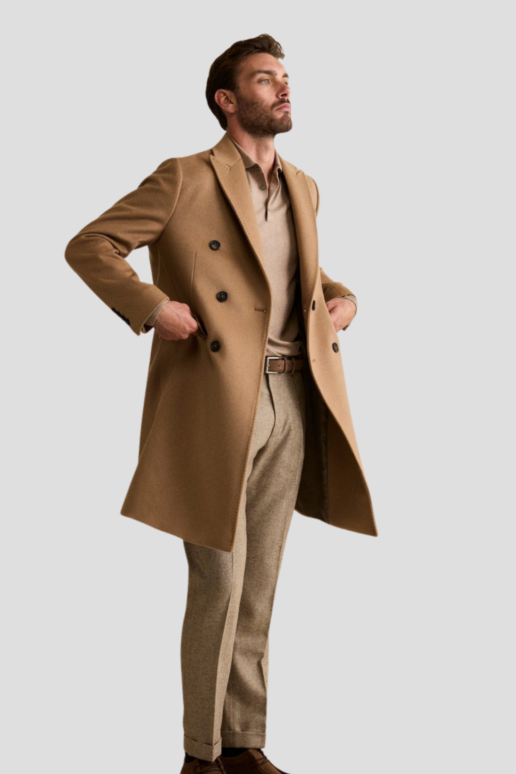 Men Camel Brown wool Coat