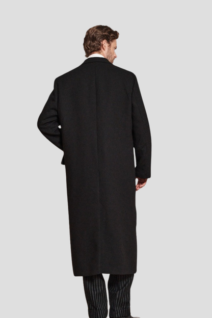 Men Black Long wool Coat