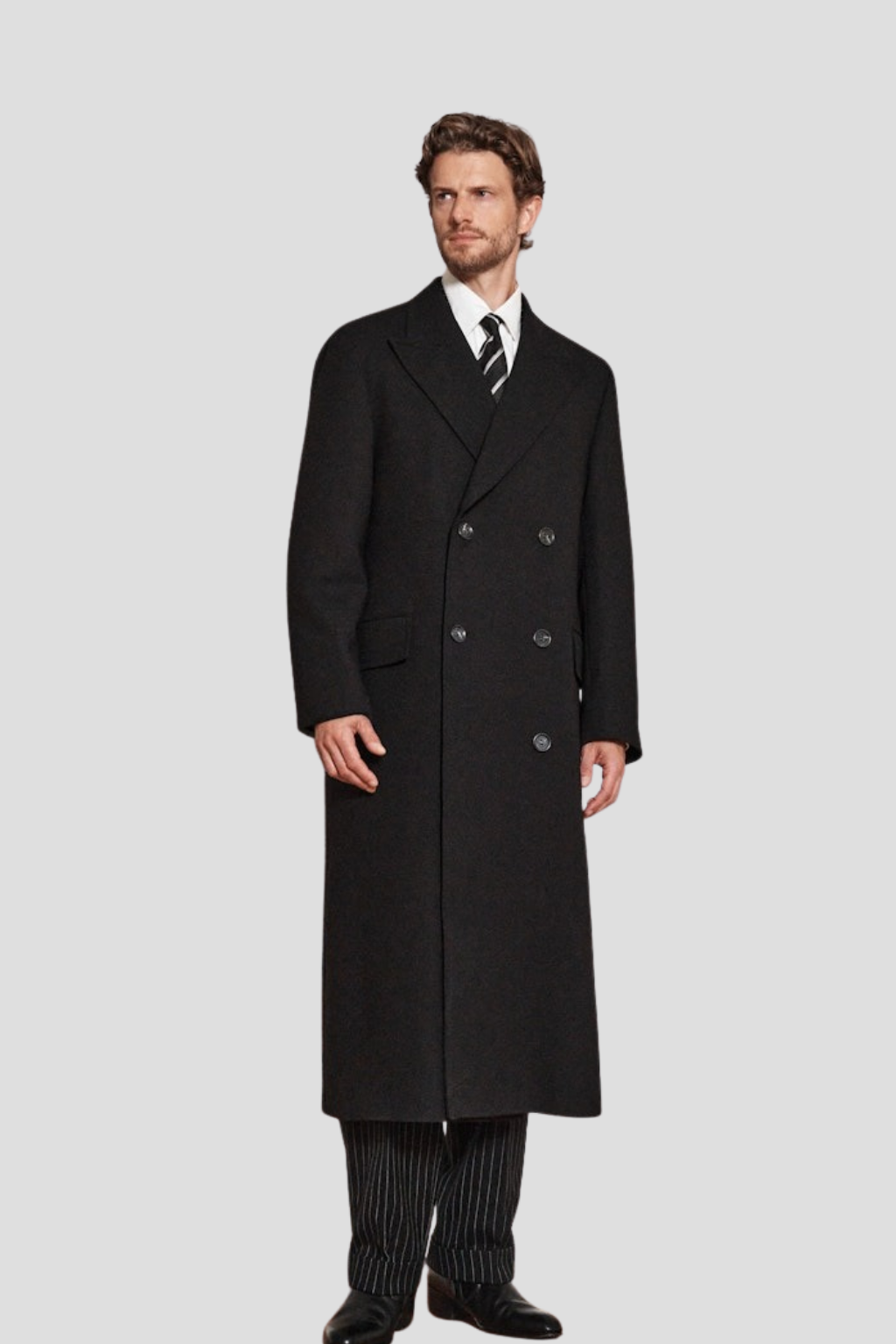 Men Black Long wool Coat