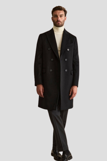 Men Black wool Coat