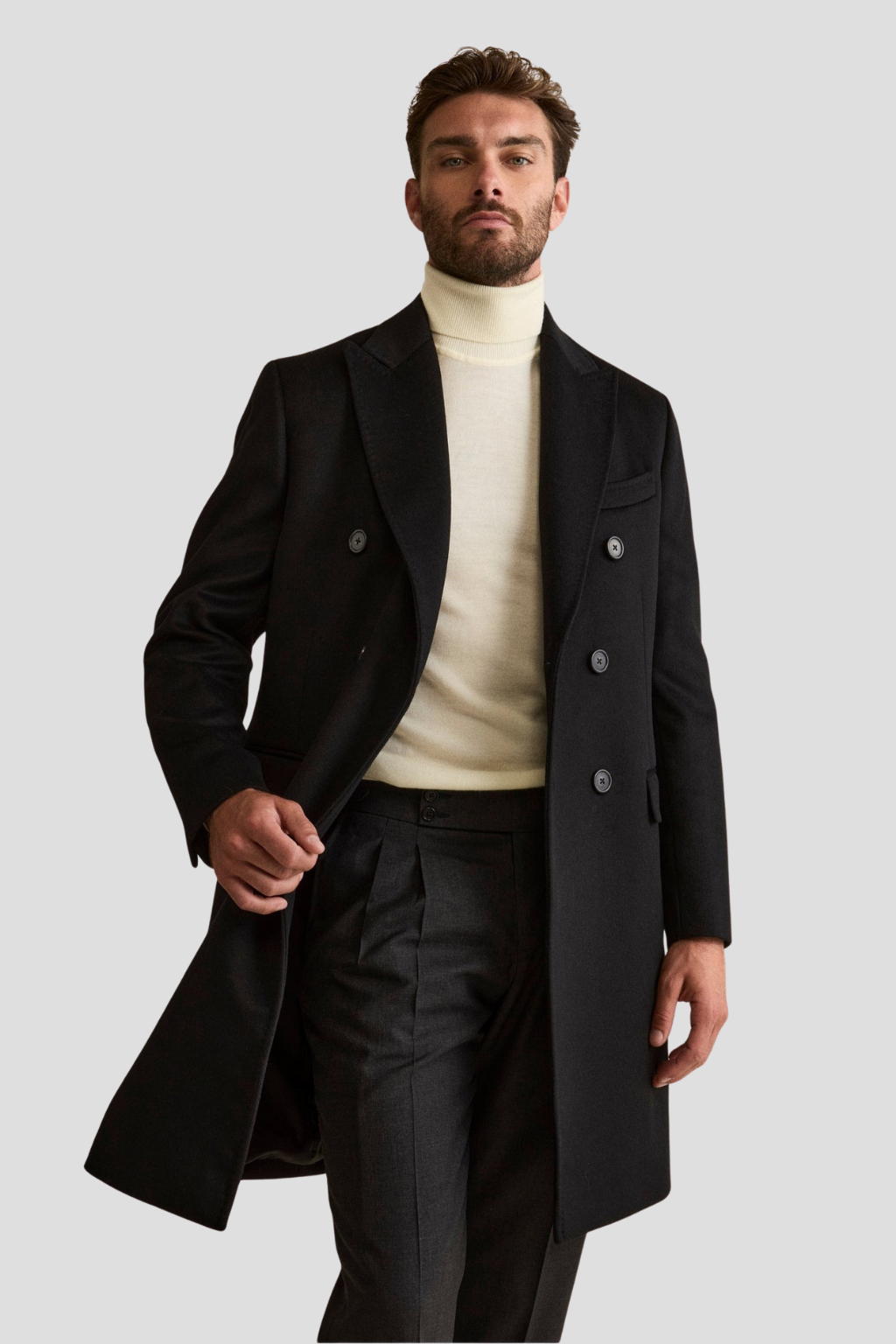 Men Black wool Coat