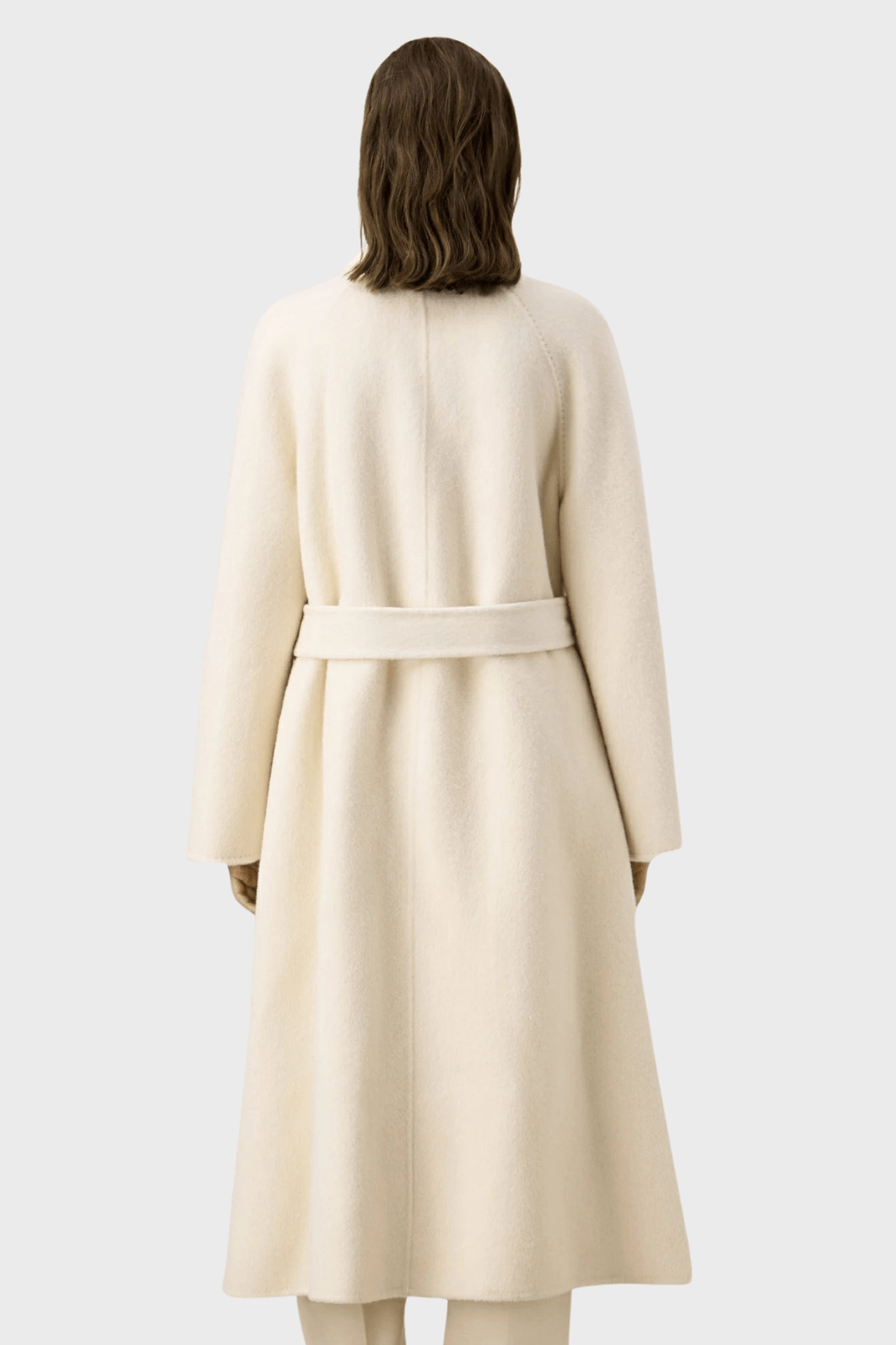 Double-Breasted White Wool Coat