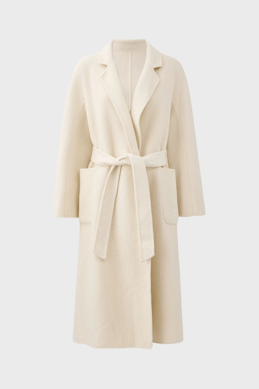 Double-Breasted White Wool Coat
