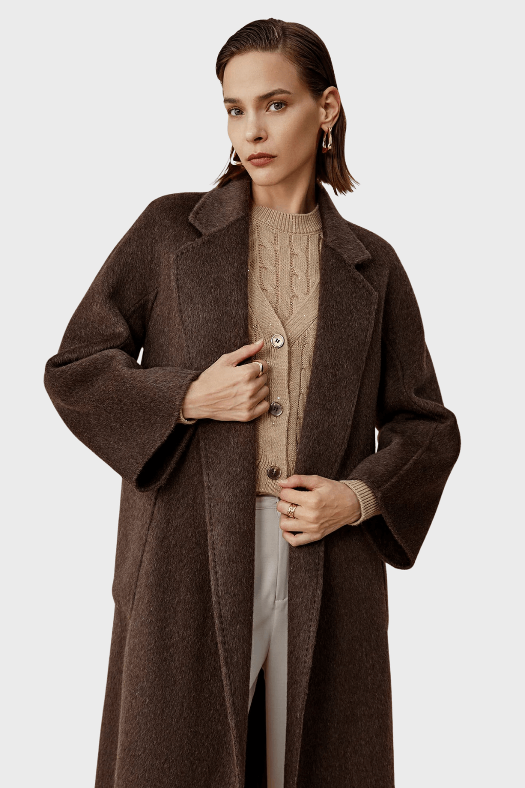 Double Breasted Dark Brown Wool Coat