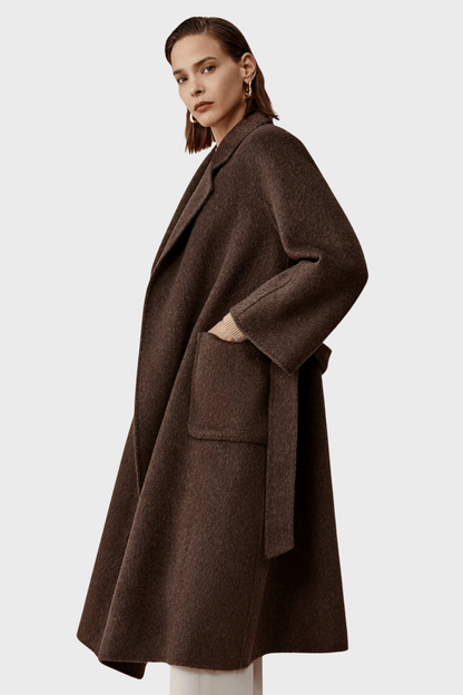 Double Breasted Dark Brown Wool Coat