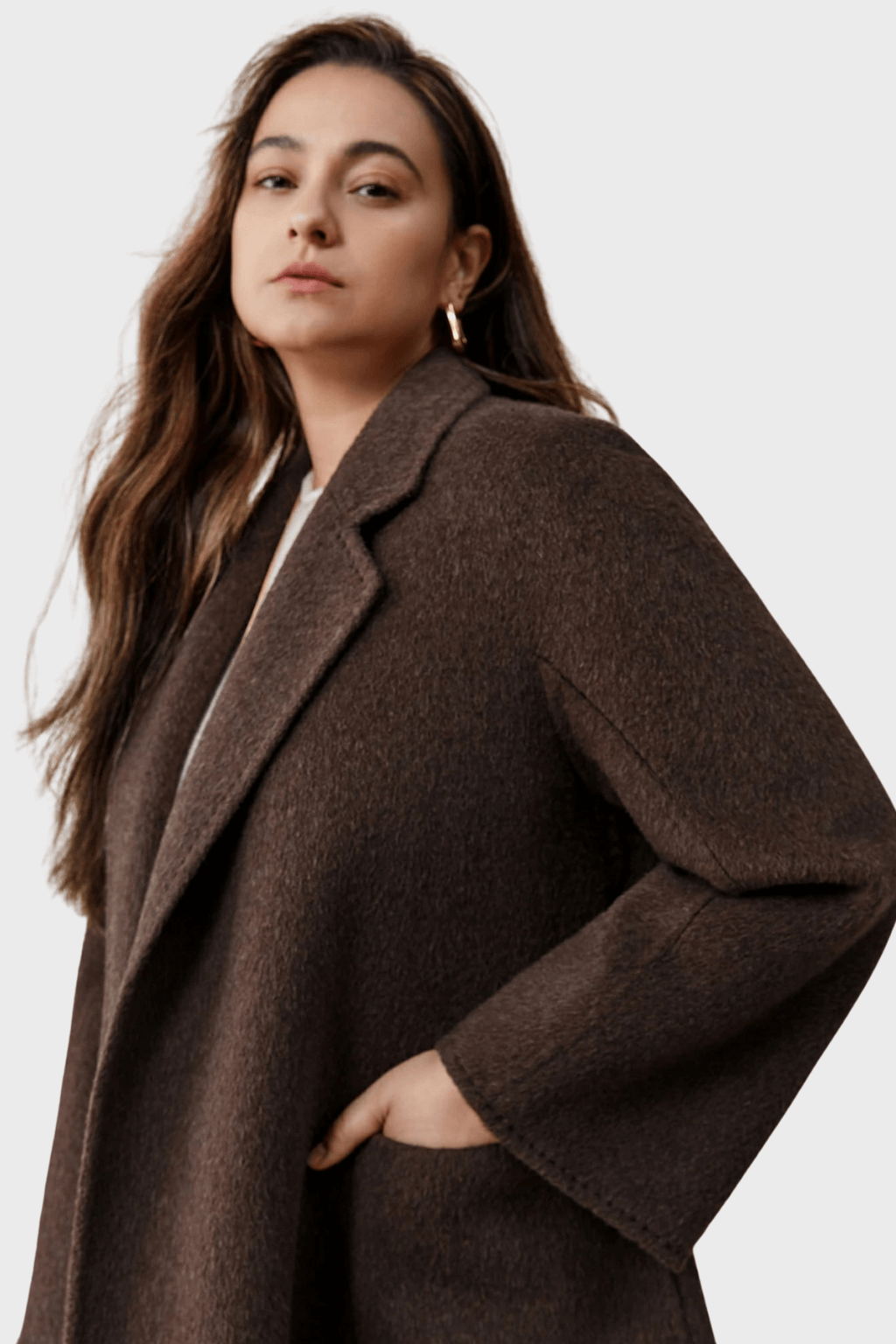 Double Breasted Dark Brown Wool Coat