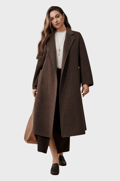 Double Breasted Dark Brown Wool Coat