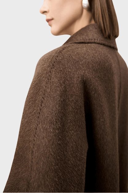 Double-Breasted Dark Brown Wool Coat