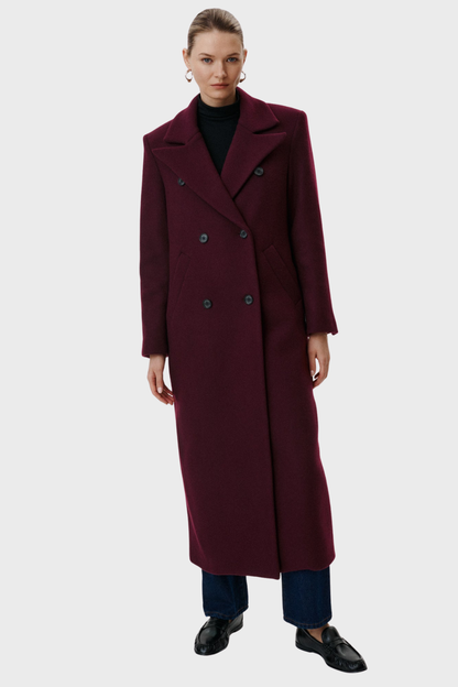 Wool Elegant Double Breasted Long Coat