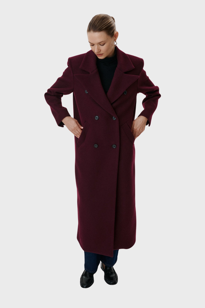 Wool Elegant Double Breasted Long Coat
