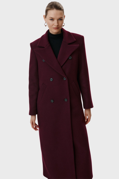 Wool Elegant Double Breasted Long Coat