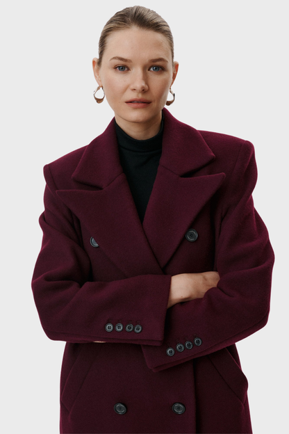 Wool Elegant Double Breasted Long Coat