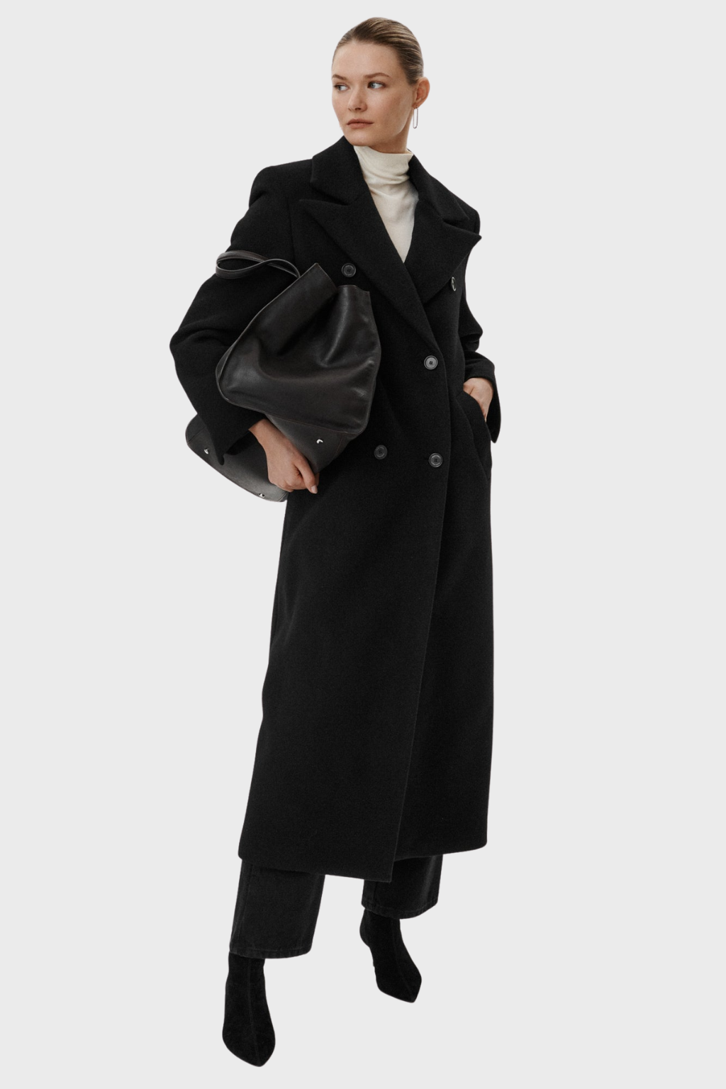 Wool Elegant Double Breasted Long Coat