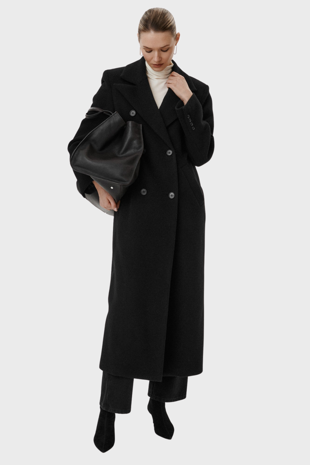 Wool Elegant Double Breasted Long Coat
