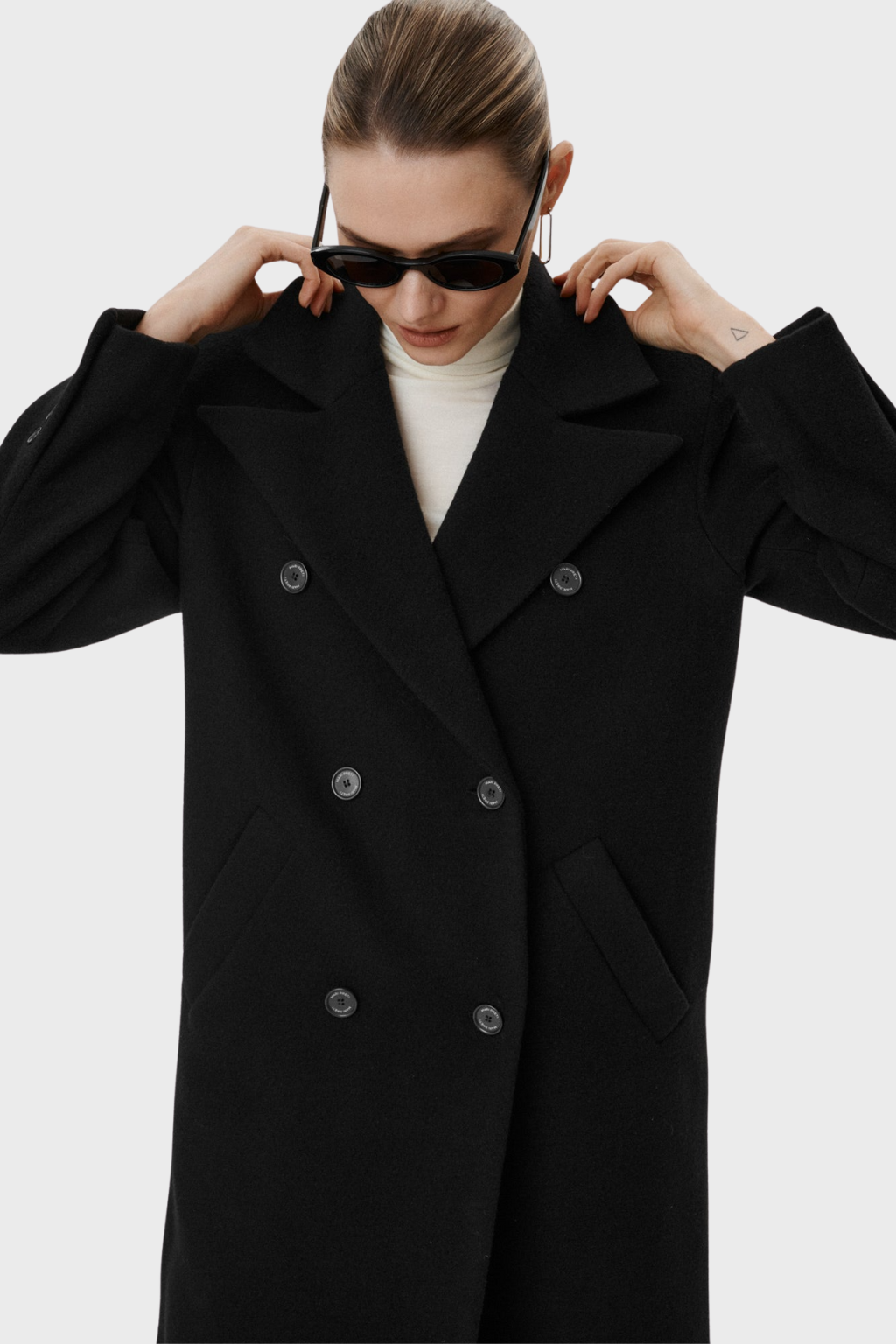 Wool Elegant Double Breasted Long Coat