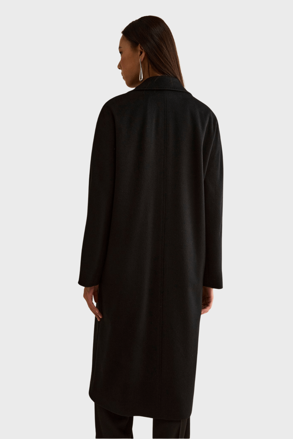 Oversized Double Breasted Coat in Pure Black Cashmere