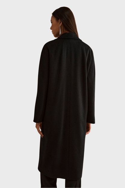 Oversized Double Breasted Coat in Pure Black Cashmere