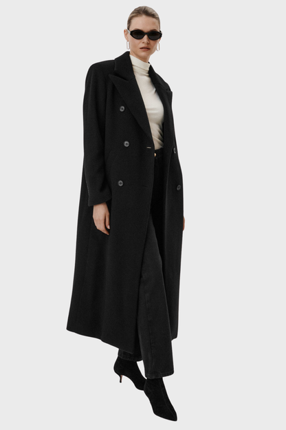 Wool Elegant Double Breasted Long Coat