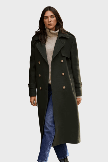 Cashmere Rich Longline Trench Green Coat
