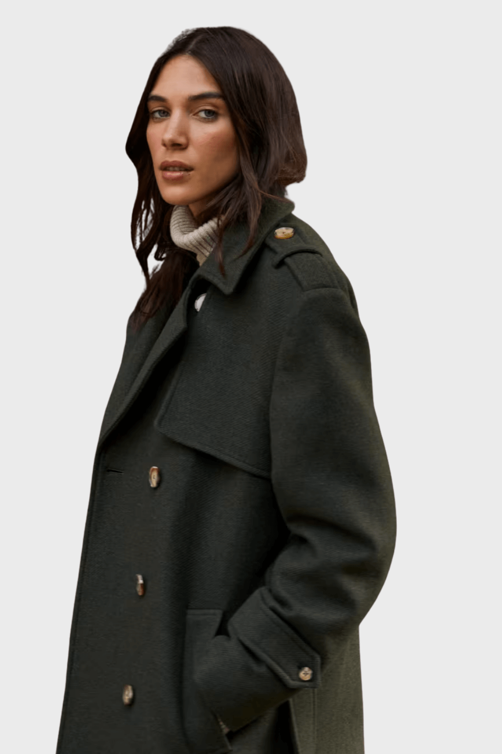 Cashmere Rich Longline Trench Green Coat