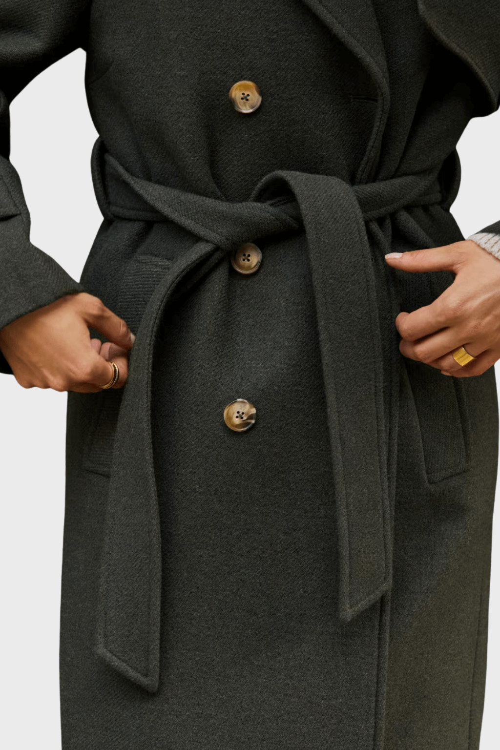 Cashmere Rich Longline Trench Green Coat