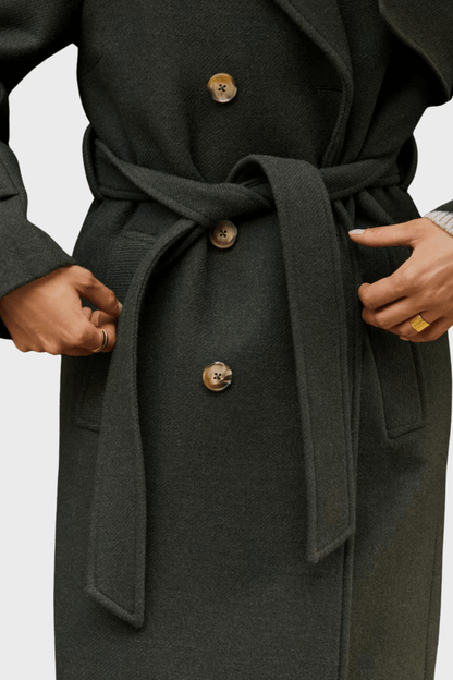 Cashmere Rich Longline Trench Green Coat