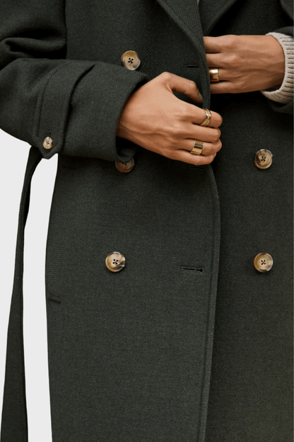 Cashmere Rich Longline Trench Green Coat