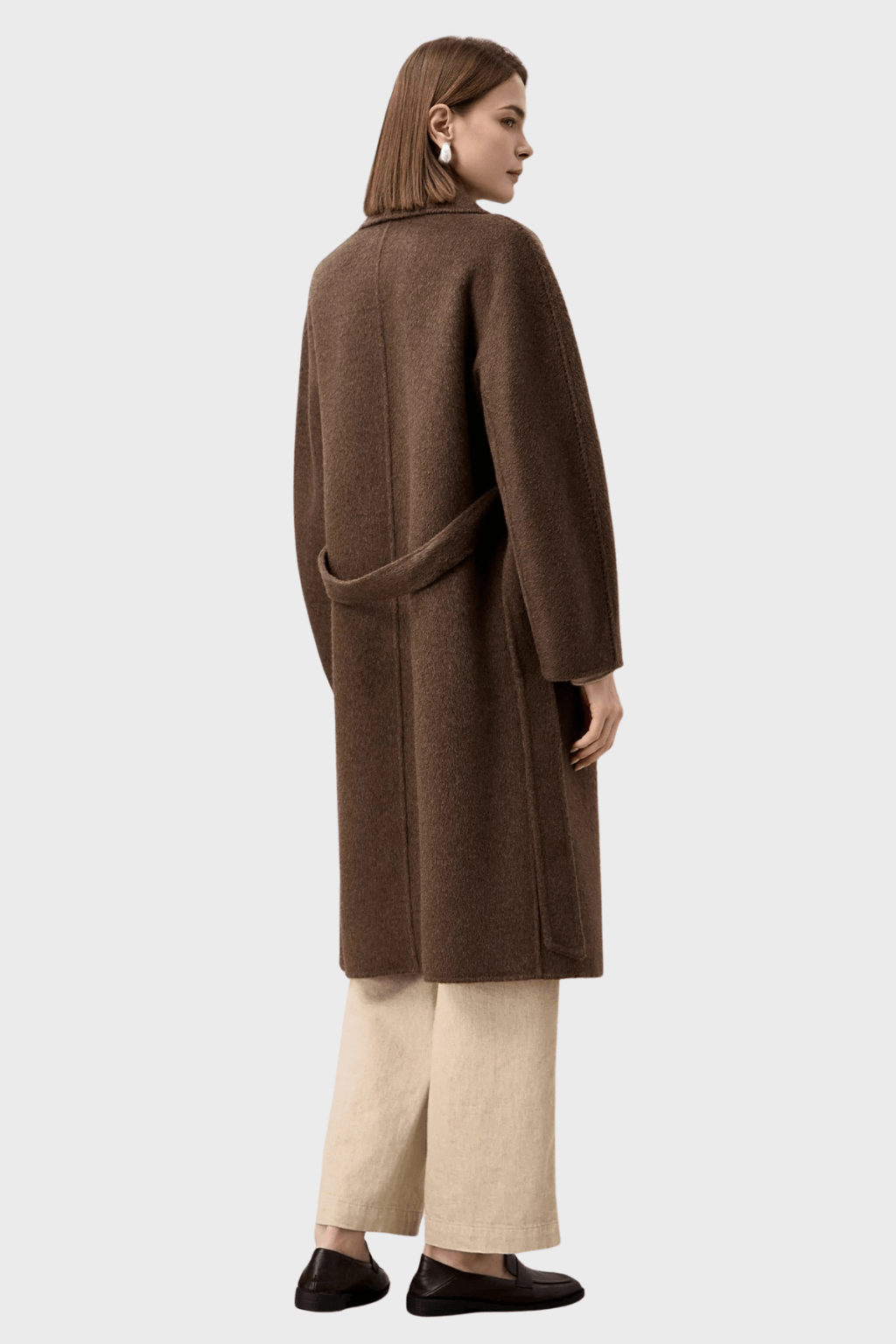 Double-Breasted Dark Brown Wool Coat