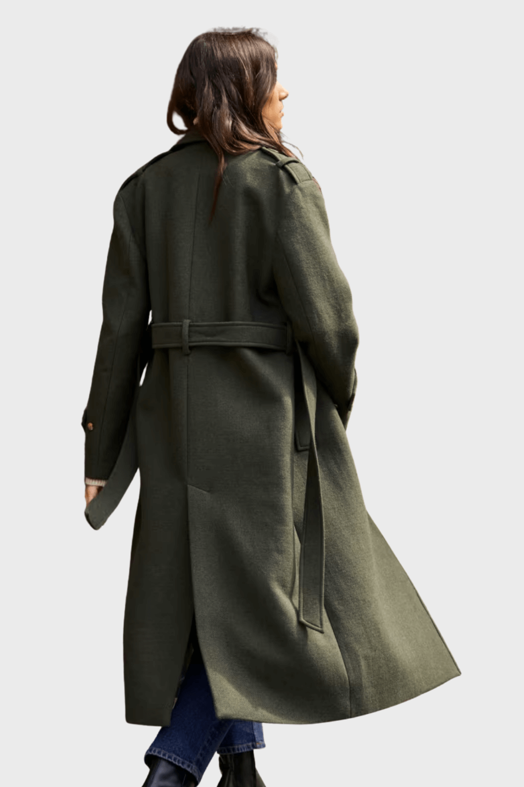 Cashmere Rich Longline Trench Green Coat