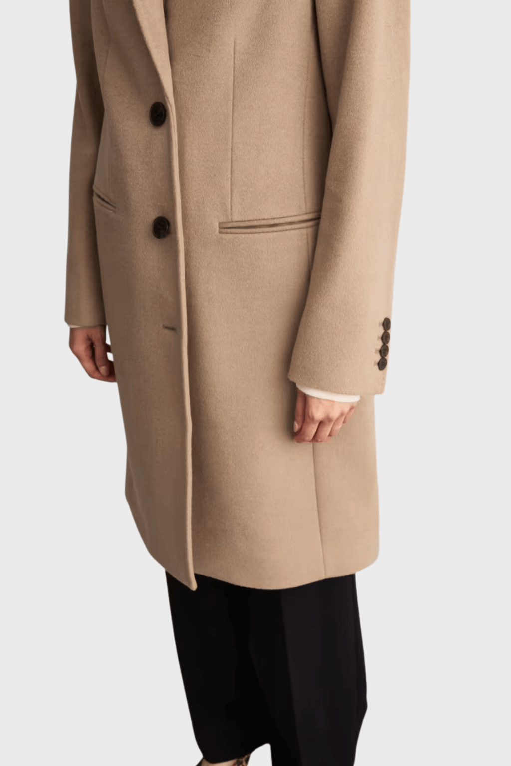 Pure Wool Single Breasted Camel Brown Coat