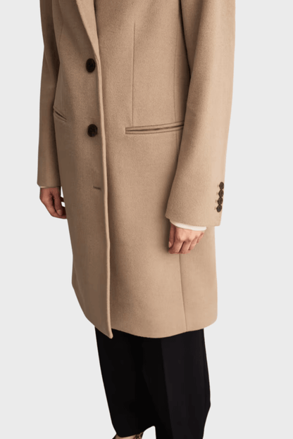 Pure Wool Single Breasted Camel Brown Coat