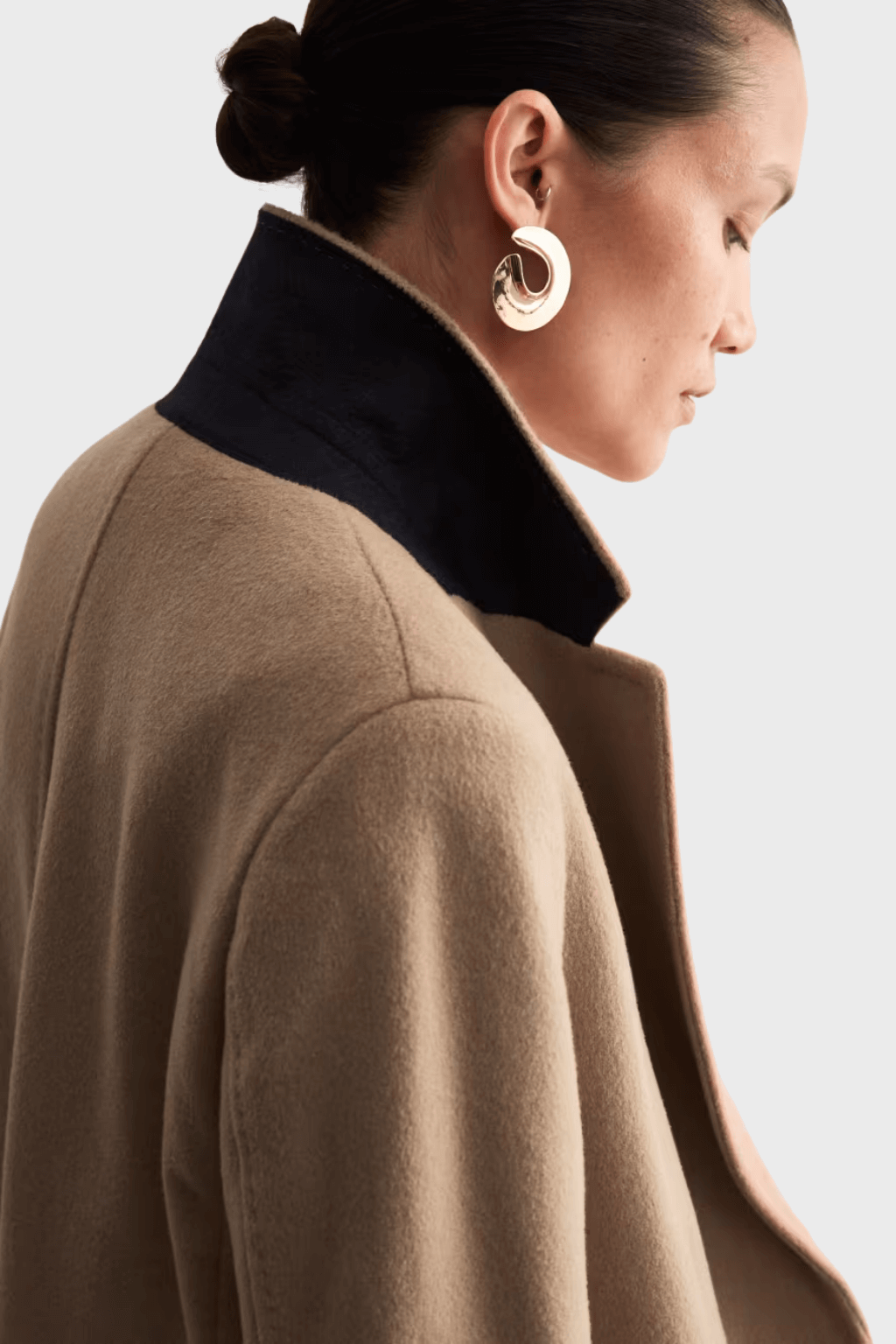 Pure Wool Single Breasted Camel Brown Coat