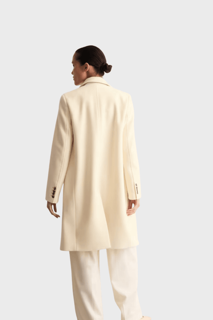 Pure Beige Wool Single Breasted Coat