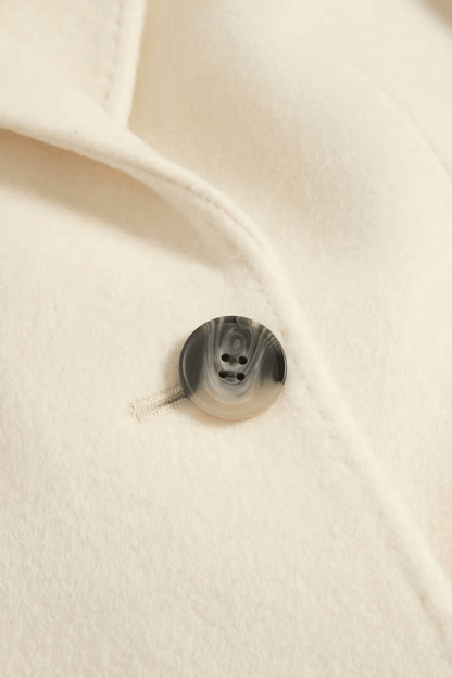 Pure Beige Wool Single Breasted Coat