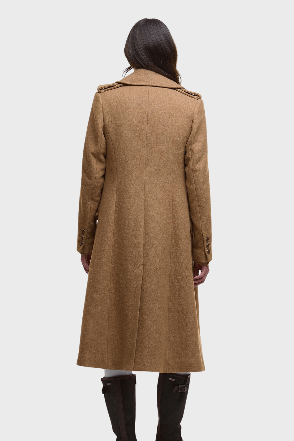 Classic Brown Wool Long Double Breasted Coat